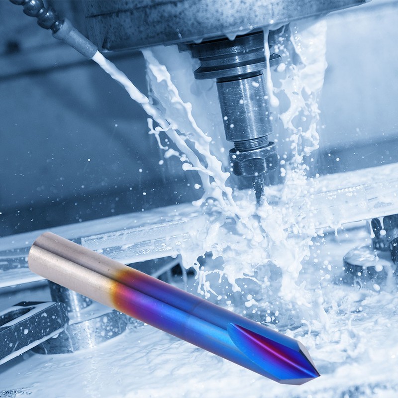 90 Degrees Chamfer End Mill 2 Flute Blue Coating Tungsten