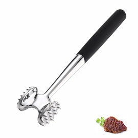 Homeily Meat Tenderiser, Zinc Alloy Double Sided Meat Hammer with Handle, Meat Plater, Dishwasher Safe Meat Hammer for Cutlets, Steak, Beef, Chicken, Pork