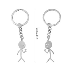 2pcs Friendship Keychain for Women, Stainless Steel Funny Doodle Keychain Finger Pendant Keyring Best Friends Matching Keychains Long Distance Friendship Jewelry Gift (Love)