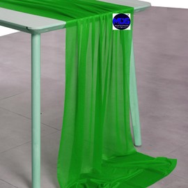 MDS 25 Pack 14ft Chiffon Table Runner 29 x 170 Inches Sheer Wedding Runner Romantic Rustic Table Runner for Wedding Decorations, Birthday Parties, Bridal Shower Party Arch Decor - Green