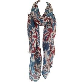 World of Shawls UK Flag Print Scarf Union Jack Womens London Fashion Denim Blue (Denim Blue)