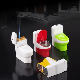 CIEUXIFSR Cool Torch Lighters Refillable Creative Toilet Shape Windproof Jet Flame Lighter for Gifts Fireplace Candle Camping BBQ (Without Butane Gas) (18)