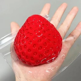 Big Strawberry Squeeze Taba Squishy Toy Kawaii Red Pink Squishies Fidget Toy Fruits Vegetables Soft Girl Birthday Gift Toy - Colour: red
