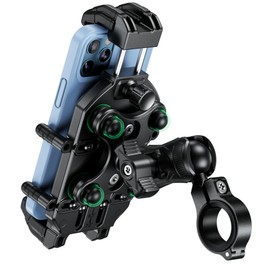 BRCOVAN Motorcycle Phone Mount Holder with Vibration Dampener & High-Speed Secure Lock, Anti-Theft Handlebar Cellphone Cradle for Bike Bicycle Scooter ATV, Adjustable Size, Fit 5.4-7.2'' Smartphone