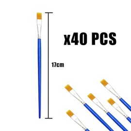 40 Blue Stick Brushes, Nylon Brushes, Craft Brushes, Flat Brushes, Detail Brushes, Suitable for Children, Beginners Painting