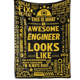 Huglanket Engineer Gifts, Engineering Gifts for Mechanical Engineer, Electrical Engineer, Computer Engineer, Engineer Throw Blanket, Flannel Blanket for Engineer Men, 65 x 50 Inches, Black