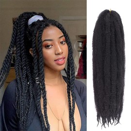 Leeven 18 Inch Marley Hair Crochet Braids,8 Packs Afro Kinky Marley Braiding Hair, Long Springy Afro Twist Hair Extensions for Women (1B#,8 Packs)