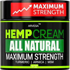 Natural Hemp Cream - Maximum Strength Gel - Hemp Cream with Arnica, MSM, Glucosamine, Menthol, Aloe, Turmeric, Boswellia - Fast Absorption, Non-Greasy, Lightweight - Advanced Formula - 4 oz