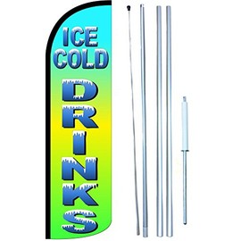 Ice Cold Drinks Swooper Windless Flag Kit (full sleeve) 3ft X 11.5ft Flag by EZ Flags
