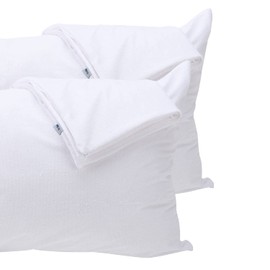 Kingnex 4 Pack Feather Proof Pillow Protectors King Size with Zipper - Waterproof - Down Proof - Bamboo Viscose Terry Surface