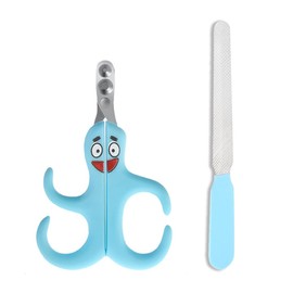 OUDQFCJ 1 x Professional Claw Scissors with Positioning Hole with 1 Nail File Cat Claw Cutter for Cats Kittens Rabbits Guinea Pigs Birds Puppies and Small Animals Blue