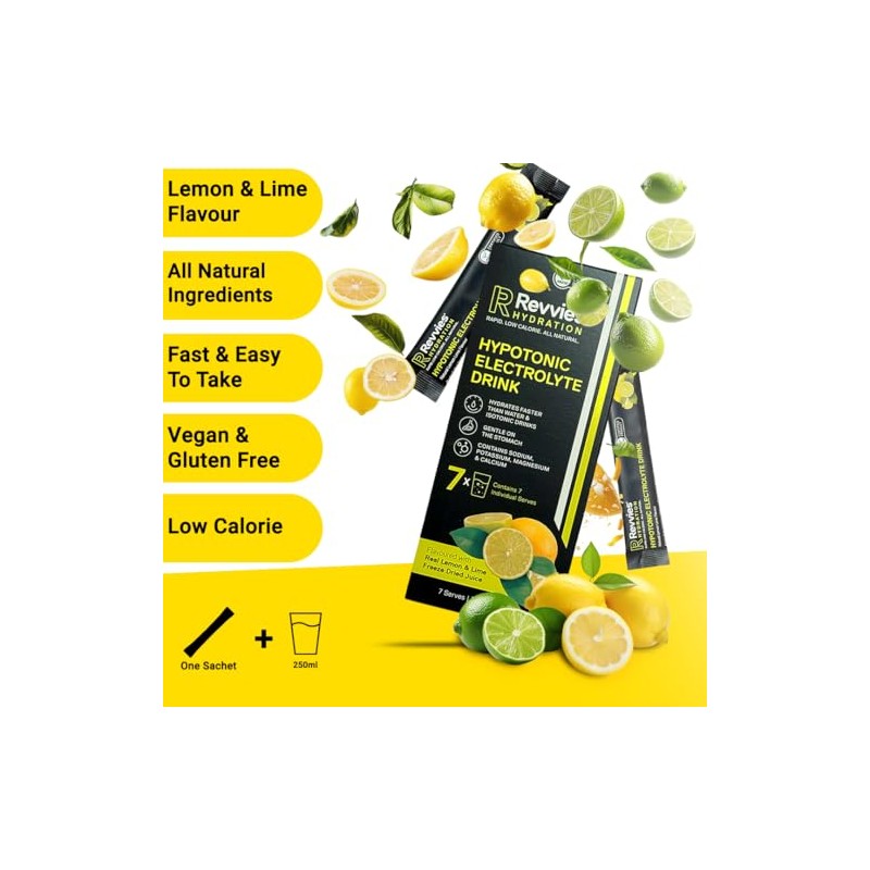 Revvies On-The-Go Hydration 7 x Single Serve Sachets (Lemon Lime)