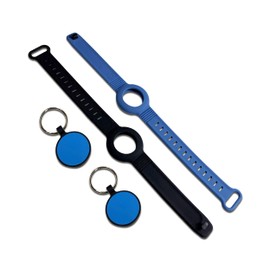 AIR TAG Collar, Adjustable CAT, Dog, Small Animal PET Collar, CAT Safety Collar with Elastic Strap Kitten Collar Black and Blue (Silicon), AIRTAG with Key Ring