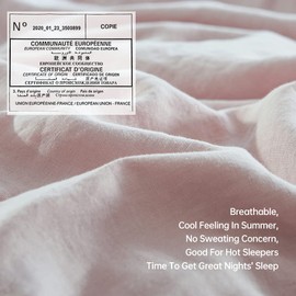 Simple&Opulence 100% Linen Duvet Cover Set 2pcs with Coconut Button Closure Natural French Washed Flax Solid Color Soft Breathable Farmhouse Bedding - Blush Pink, Twin Size