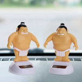 Yellow Sumo Wrestler Solar Power Swinging Car Interior Dashboard Ornament Gift Learning and Education