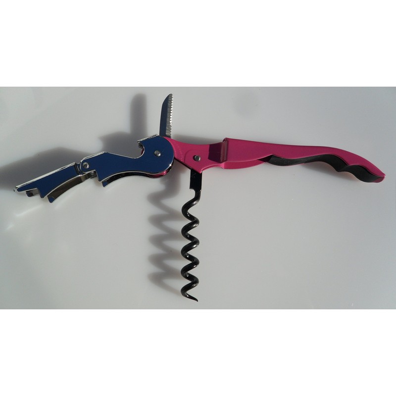 Pink Corkscrew Doubled Hinged Waiters Wine Key Bottle Opener with
