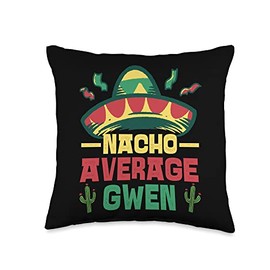 Not Your Ordinary Name. Nacho Average Gwen Throw Pillow, 16x16, Multicolor