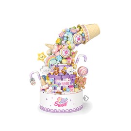 Candy Wonderland Music Box Building Set – 909PCS Sweet Candy Flow, Light-Up Rotating Music Box, Mini Blocks Display Model for Teens & Adults, Creative Gift