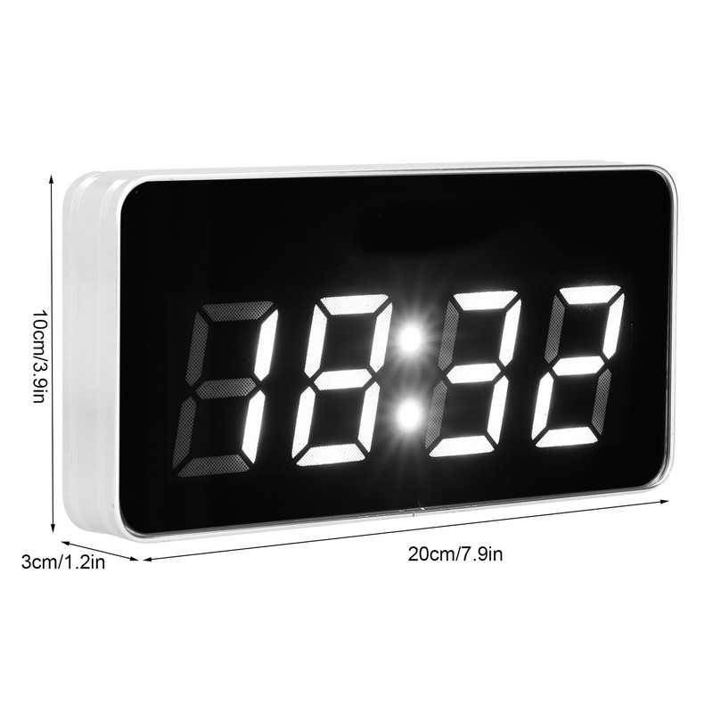 Desk Clock Glass Mirror Luminous Function LED Display Perpetual Calendar