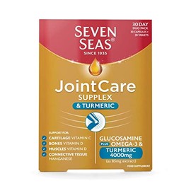 Seven Seas JointCare Supplements With Turmeric, 60 High Strength Capsules With Glucosamine, Omega-3, Vitamin D & C, EPA & DHA, Manganese & Zinc (30 day duo pack)