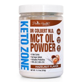 Divine Health Dr. Colbert, MD MCT Oil Powder | Hazelnut Flavor Recommended in Keto Zone Diet Book | Coffee Creamer | 70% C8 30% C10 | 0 Net Carbs | 30 Day Supply | 330 G