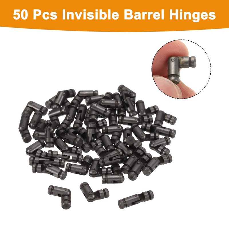 uxcell 50Pcs Invisible Barrel Hinges, 4x15mm Brass Concealed Hinge, Hidden