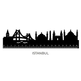 Legami - Follow The Skyline Ruler, 20 x 5 cm, Istanbul Variant, Double Profile: One for Net and Precision Lines, One with the Monoments of Istanbul