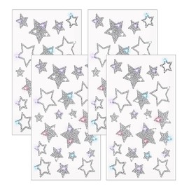 4 Sheets Crystal Rhinestone Star Sticker Decals, Self Adhesive Glitter Bling Star Sticker Window Clings, Car Body Decal Kit for Christmas Decal Holiday Decor Car Accessories