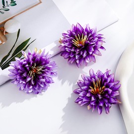 Haomye 5PCS Flower Hair Clip Boho Chrysanthemum Hairpin Hawaiian Floral Hair Barrettes Accessories for Beach Party Wedding (Purple)