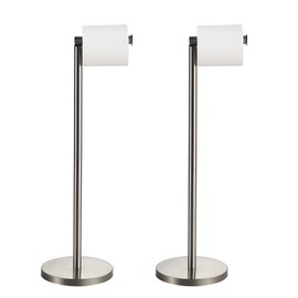 BGL Toilet Paper Holder Brushed Nickel 2 Pack Standing On Floor, Toilet Paper Holder with Reserve Storage Paper Rolls, Free Standing Toilet Paper Holder