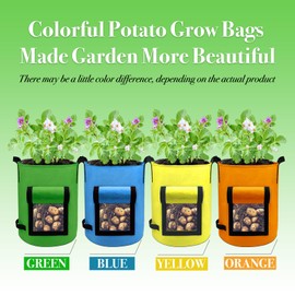 4Packs Colorful Potato Grow Bags, 10Gallon Heavy Duty Potato Grow Bags with Flap, Potato Bags for Growing Potatoes Potato Planter Potato Growing Containers Potato Growing Bags