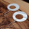 THEPRETTYBITS White Mother Of Pearl Hoop Earrings, Long Dangle Drop,
