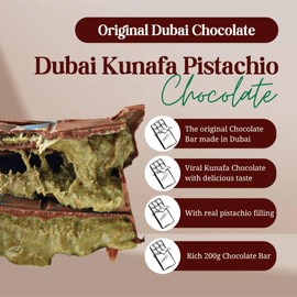 Dubai Chocolate Bar with Kadayif and Pistachio Cream 100g Dubai Kunefe knafeh Chocolate Candy Small Gifts for Snack Treats Kids Family & Friend
