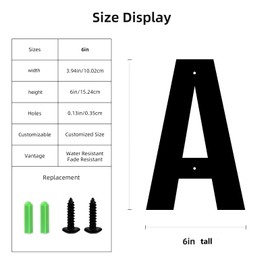 Ya_chtttwo Metal House Numbers,6" Black Metal Modern Door Garden Mailbox Apartments Outside Farm Decorative Letters House Numbers with Nail Kit Visibility Signage(Black-O)