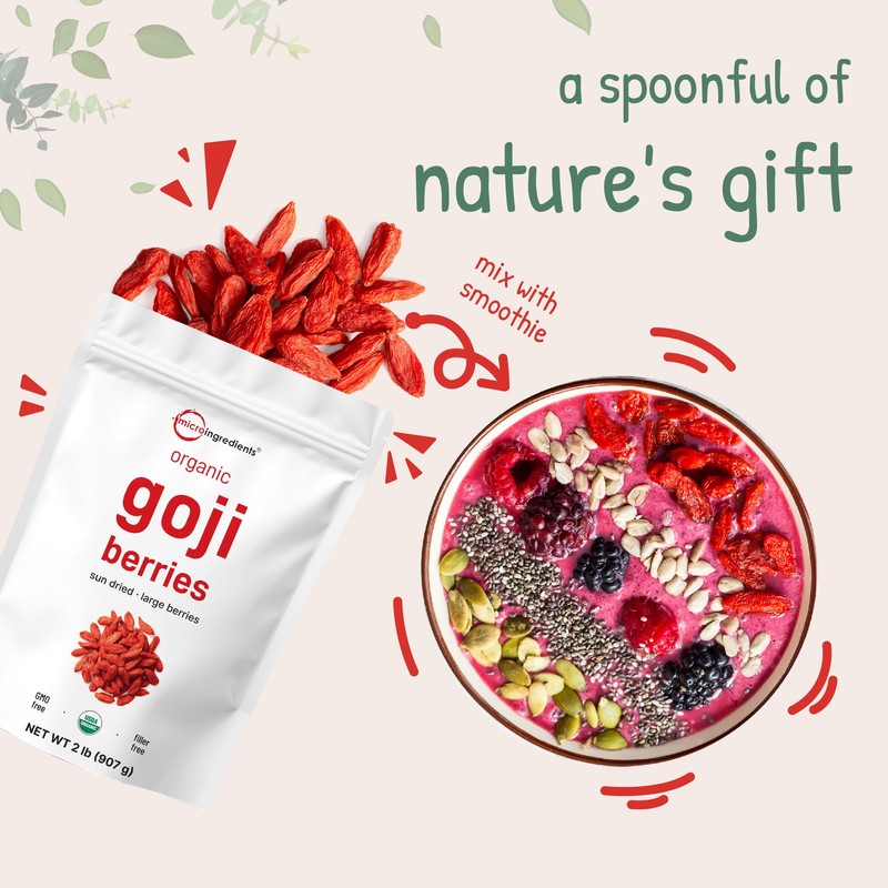 Organic Goji Berries, 32 Ounces | 100% Natural Sun-Dried Whole