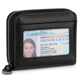 XINNSTAR XINNSTAR Small Wallet for Women, Genuine Leather RFID Blocking Credit Card Holder Slim Compact Coin Purse Women's Wallets with ID Window 8 Card Slots