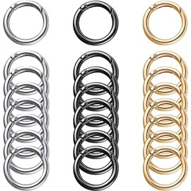 24 Mosquetones Llaveros, Anillos Abiertos De Metal De 25 Mm，Actividades Al Aire Libre y Viajes, Creativos De Manualidades, En Plata, Dorado y Negro