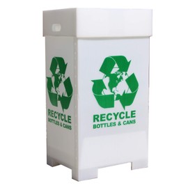 Outdoor Pop Up Trash Can and Recycling Bins with “Bottles and Cans Only” Label Made from Translucent HDPE - 44 Gallon 20.25'' x 17'' x 38''- Pack of 3 - Ideal Collapsible Camping Trash Can