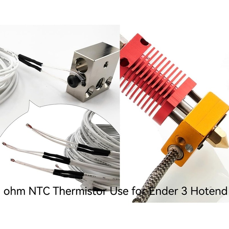 4Pcs Ender 3 Thermistor 1m/39.4Inches, 3D Printer ohm NTC 100K