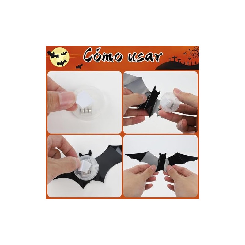 LAWAN Decoración de Halloween,24 Piezas Murciélago Halloween 3D,Murciélago Halloween Decoración