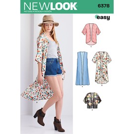 New Look Sewing Pattern 6378: Misses' Easy Kimonos with Length Variations, Size A (XS-S-M-L-XL)