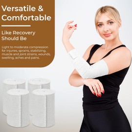 Comfort Elastic Bandage Wrap (3" 4 Pack) – Single Hook & Loop Closure – NexSkin Premium Cotton, Latex-Free Compression Wrap – Soft, Hypoallergenic & Reusable Support for Waist, Legs, Elbow & Knee