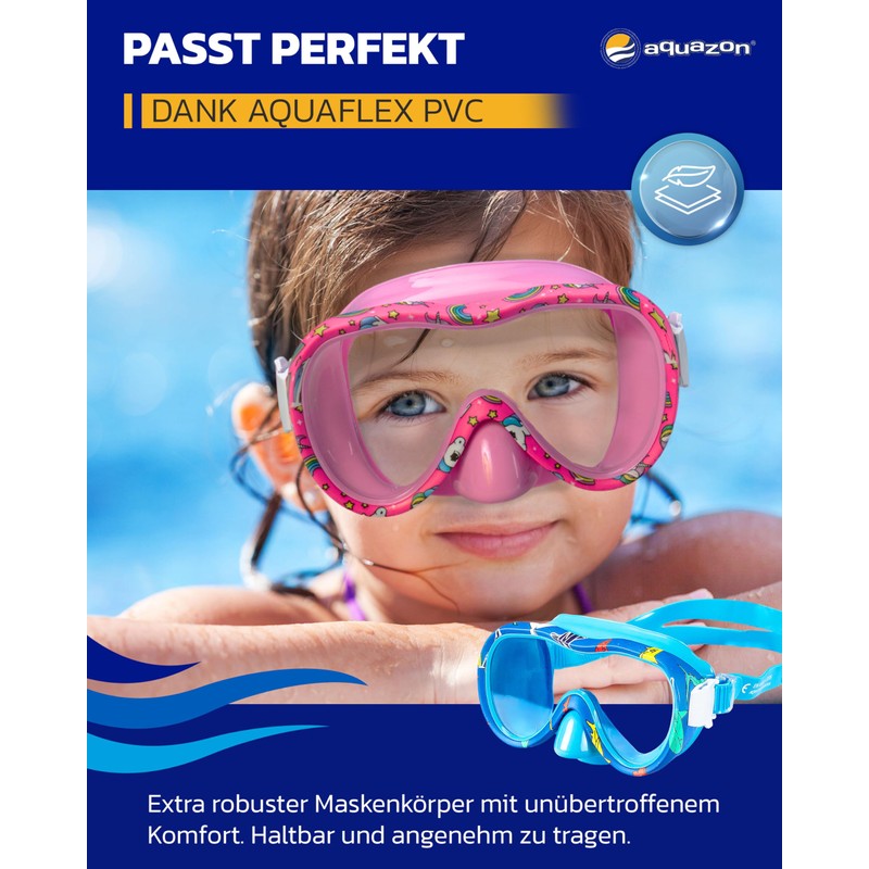 aquazon Kids Waterproof Junior Children's Snorkelling Goggles, Diving Goggles, Swimming