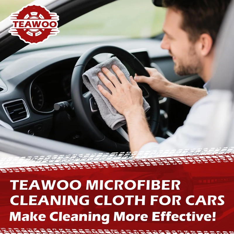 TEAWOO Microfiber Cleaning Cloths Bulk-400 Pack, Gray Microfiber Towels for