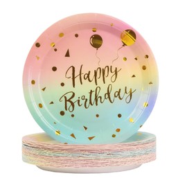 BOKFJBP Pack of 50 Colourful Paper Plates, 18 cm / 7 Inch Round Plates Paper Plates Children's Birthday Party Tableware Disposable Plates Party Plates for Birthday Weddings Anniversary Picnic Grills