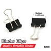 BAZIC Binder Clips Medium 1 1/4" (32mm) Black, Paper Clamps