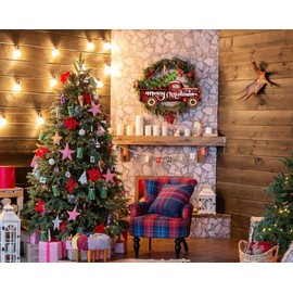 SICOHOME Merry Christmas Truck Sign Merry Christmas Sign for Front Door Christmas Door Decoration Truck Welcome Sign Christmas Truck Wreath Farmhouse Porch Door Sign for Indoor Outdoor Decor