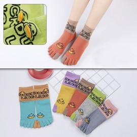Non-slip Fashion Socks: Wanghong Style, All-Season Cotton, Fresh Literary Yoga, Cartoon Girl Five-Toe Size/Style 01 30ea