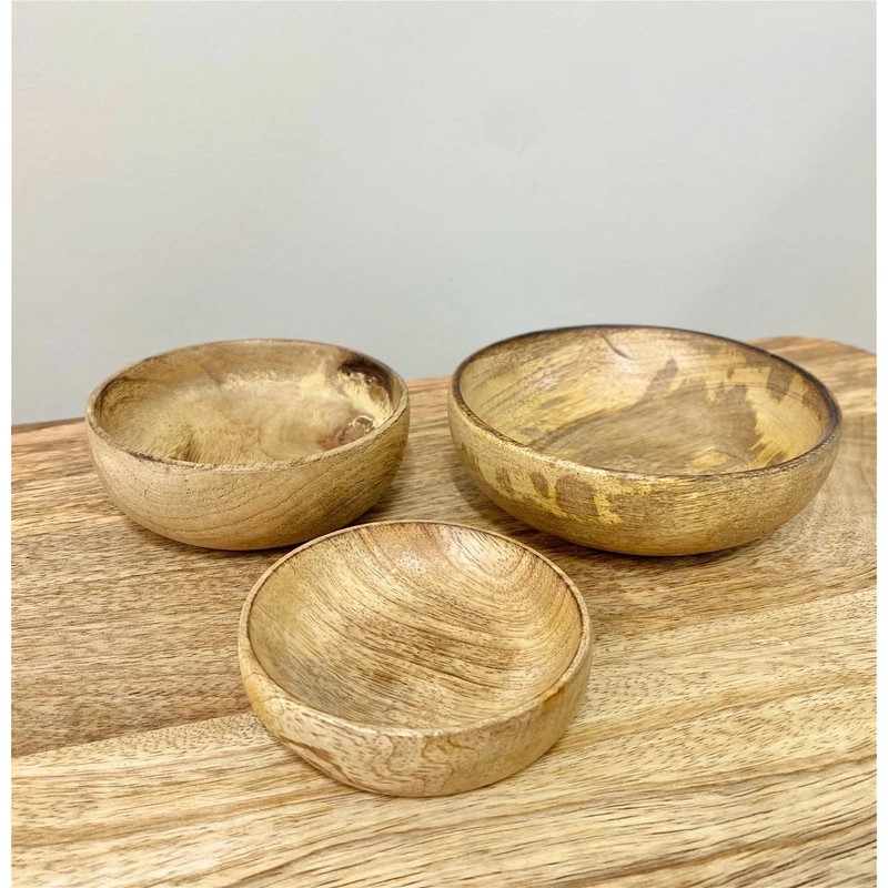 Geko Mango Wood Round Bowls Three Piece