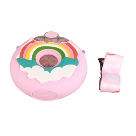 Donut Water Bottle Cute Shape Colorful PC Heat Resistant Portable Toddler Drink Bottle with Strap Pink Rainbow 380ml